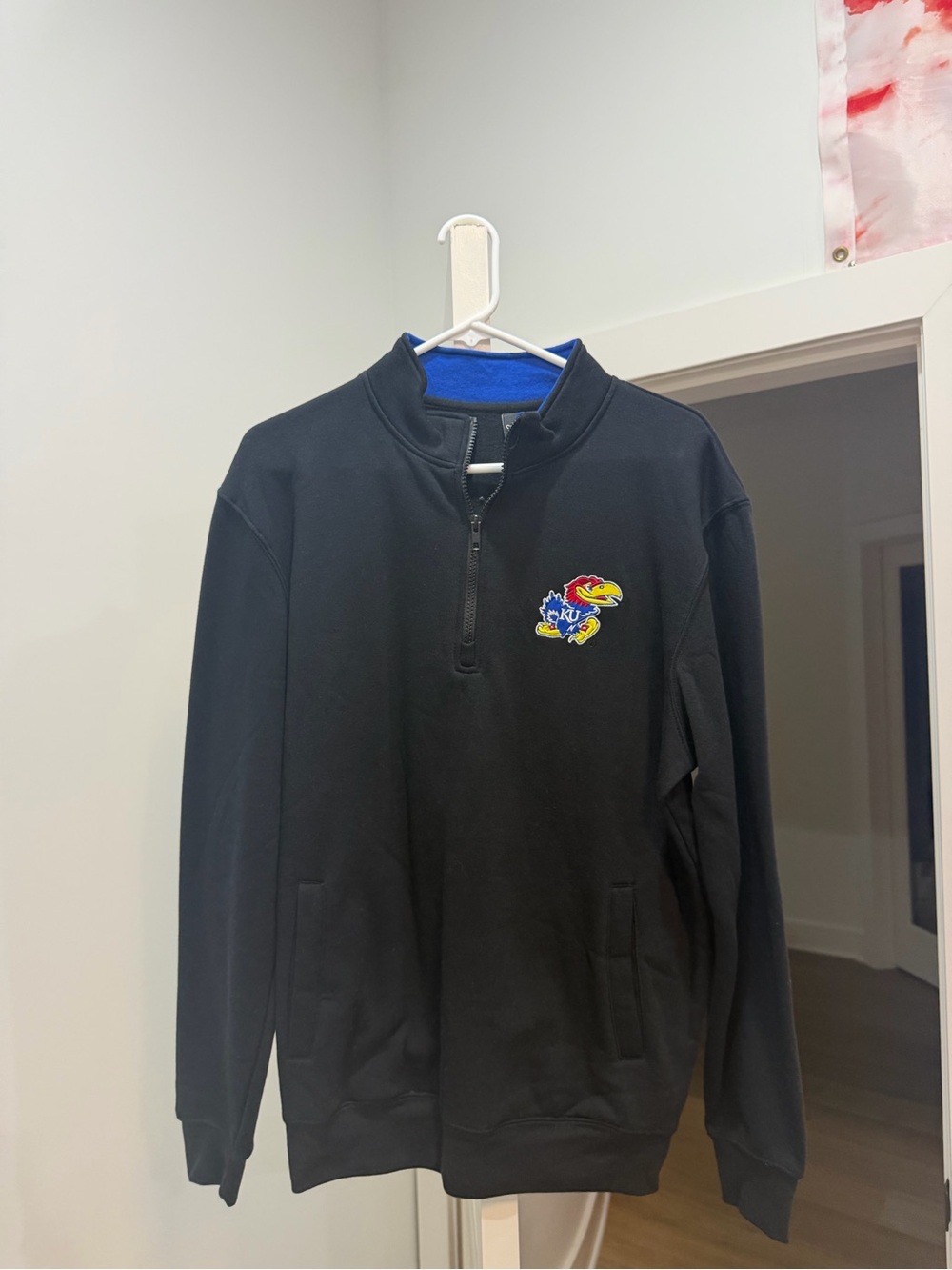 Colosseum Black Quarter-Zip Pullover with Colorful Embroidered Jayhawk